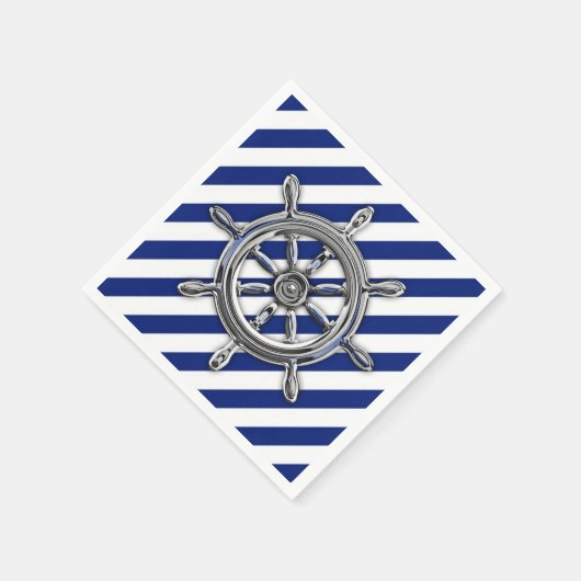 Serviette En Papier Chrome Roue nautique sur les rayures de marine Imp (Coin)