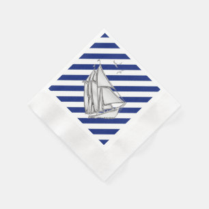 Serviette En Papier Chrome Sailboat sur les rayures de marine Imprimer