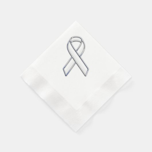 Serviette En Papier Chrome Style White Ribbon Awareness (Coin)