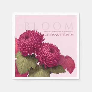 Serviette En Papier Chrysanthème Botanique Magenta Vintage