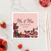 Serviette En Papier Chrysanthème romantique sur Gossamer Pink (En situation)