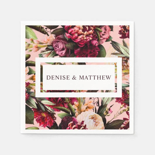 Serviette En Papier Chrysanthème romantique sur Gossamer Pink (Devant)