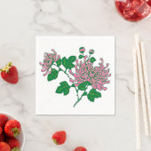 Serviette En Papier Chrysanthèmes chinois - rose doux (En situation)