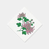 Serviette En Papier Chrysanthèmes chinois - rose doux (Coin)