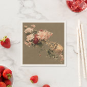 Serviette En Papier Chrysanthèmes dans une bouteille (En situation)