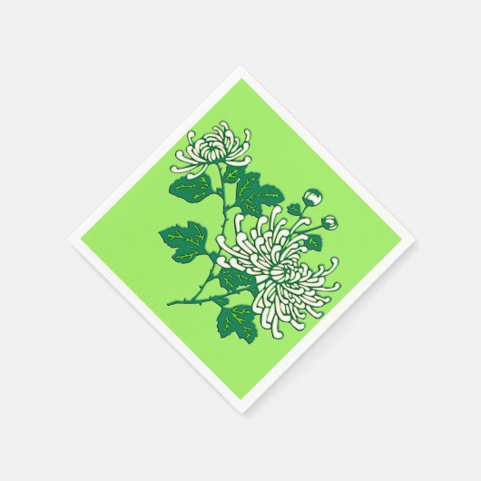 Serviette En Papier Chrysanthèmes d'araignée chinois - blanc crémeux (Coin)