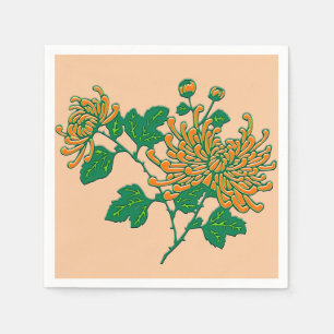 Serviette En Papier Chrysanthèmes d'araignée chinois - Mandarin orange