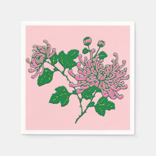 Serviette En Papier Chrysanthèmes d'araignée chinois - rose doux