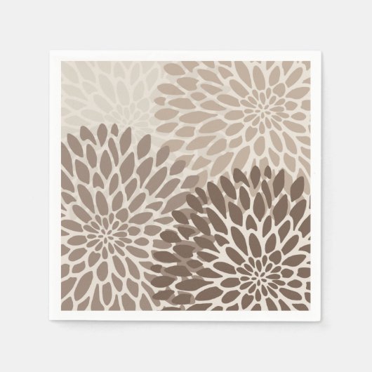 Serviette En Papier Chrysanthèmes graphiques modernes (Devant)
