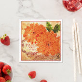 Serviette En Papier Chrysanthèmes vintage d'automne (En situation)