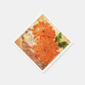 Serviette En Papier Chrysanthèmes vintage d'automne (Coin)