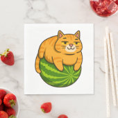 Serviette En Papier Chubby Chat sur Watermelon Meme Shirt (En situation)