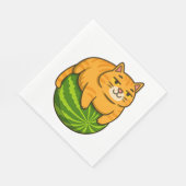 Serviette En Papier Chubby Chat sur Watermelon Meme Shirt (Coin)