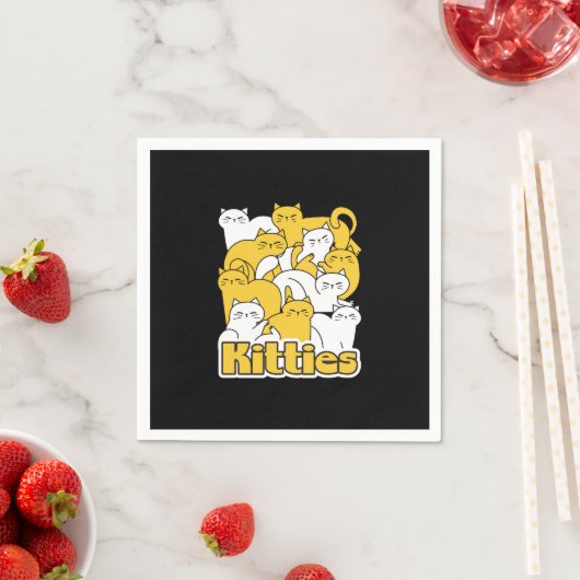 Serviette En Papier Chubby Kitties Design - Cat Art adorable (En situation)