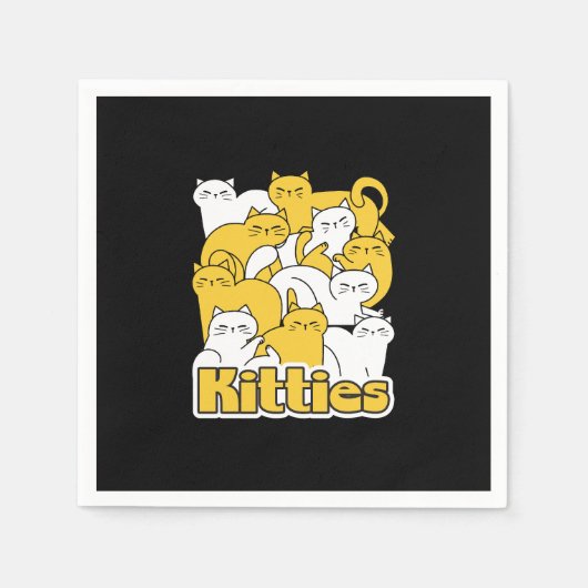 Serviette En Papier Chubby Kitties Design - Cat Art adorable (Devant)