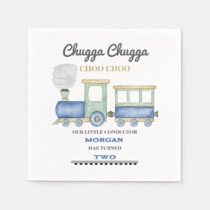 Serviette En Papier Chugga Choo, train bleu pour le 2e anniversaire du