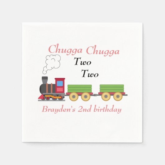 Serviette En Papier Chugga chugga deux garçons rouges 2e anniversaire  (Devant)