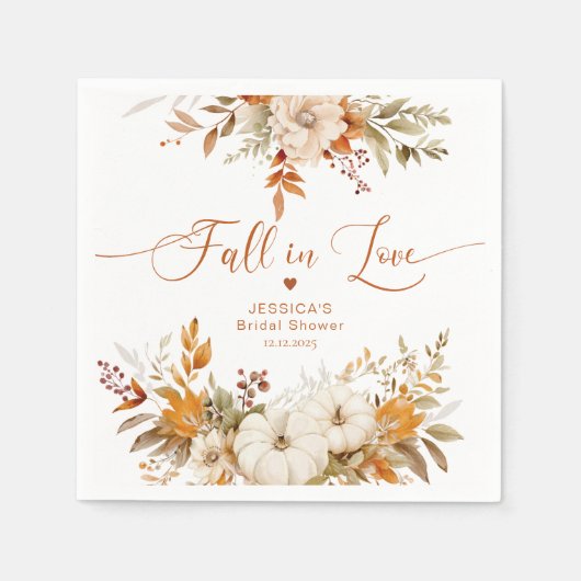 Serviette En Papier Chute amoureuse douche nuptiale rustique (Devant)