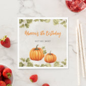 Serviette En Papier Chute Burnt Orange Citrouille Patch Anniversaire (En situation)