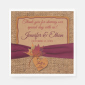 Serviette En Papier Chute d'amour, Feuilles d'automne, Mariage Burlap (Devant)