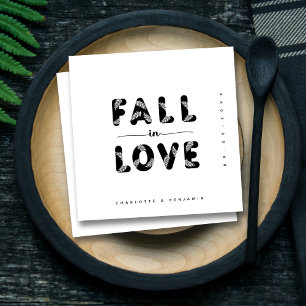 Serviette En Papier Chute d'amour moderne Mariage noir et blanc