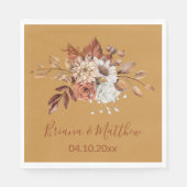 Serviette En Papier Chute de fleurs sur les serviettes Mariage or (Devant)