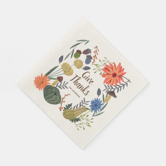 Serviette En Papier Chute du champignon floral mignonne Thanksgiving (Coin)