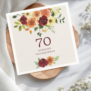 Serviette En Papier Chute élégante   Automne Floral 70e anniversaire