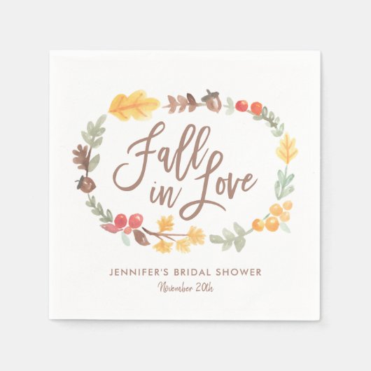 Serviette En Papier Chute en amour Automne Fête des mariées aquarelle (Devant)