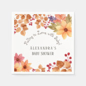 Serviette En Papier Chute en amour Baby shower d'automne fleuri (Devant)