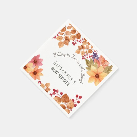 Serviette En Papier Chute en amour Baby shower d'automne fleuri (Coin)