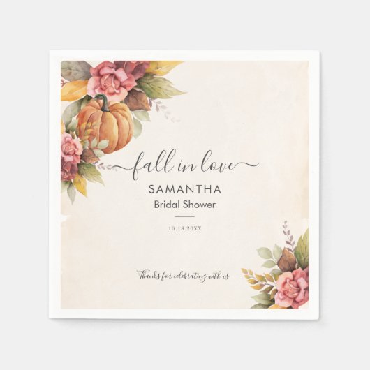 Serviette En Papier Chute en amour Citrouille Automne Feuilles Fête de (Devant)