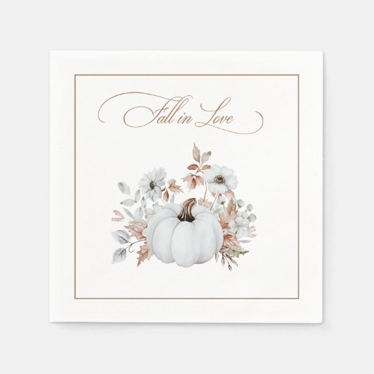 Serviette En Papier Chute en amour Citrouille blanc (Devant)