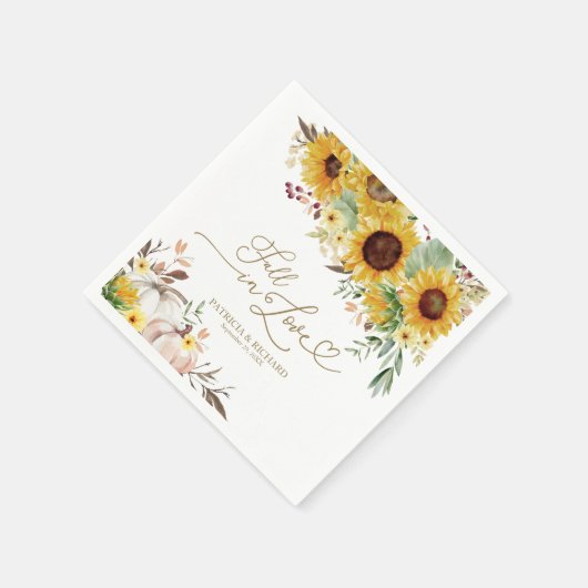 Serviette En Papier Chute en amour Citrouille de tournesol Mariage (Coin)