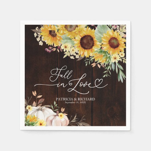 Serviette En Papier Chute en amour Citrouille de tournesol Mariage (Devant)