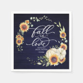 Serviette En Papier Chute en amour Fête des mariées de tournesols verd (Devant)