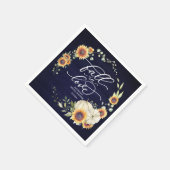 Serviette En Papier Chute en amour Fête des mariées de tournesols verd (Coin)