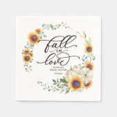 Serviette En Papier Chute en amour Fête des mariées de tournesols verd (Devant)