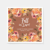 Serviette En Papier Chute en amour Fête des mariées Floral Terracotta (Devant)