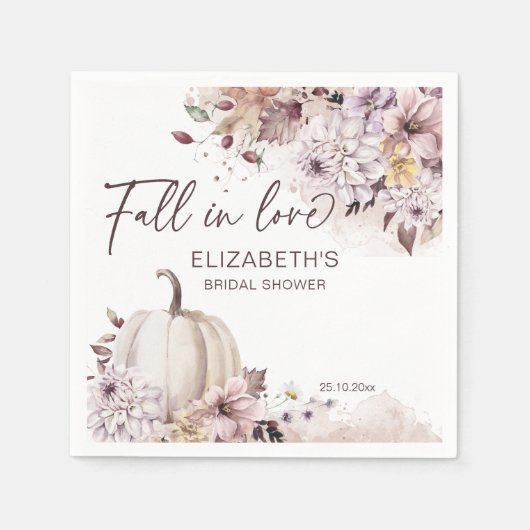 Serviette En Papier Chute en amour feuillage pastel citrouille douche  (Devant)