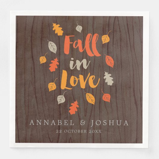 Serviette En Papier Chute en amour Feuilles d'automne Mariage/engageme (Devant)