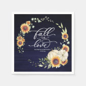 Serviette En Papier Chute en amour Mariage de tournesols verdoyants (Devant)