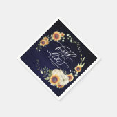 Serviette En Papier Chute en amour Mariage de tournesols verdoyants (Coin)