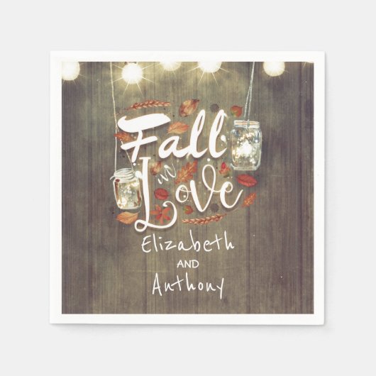 Serviette En Papier Chute en amour Mariage rustique (Devant)