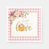 Serviette En Papier Chute en amour Napkin - En vichy rose (Devant)