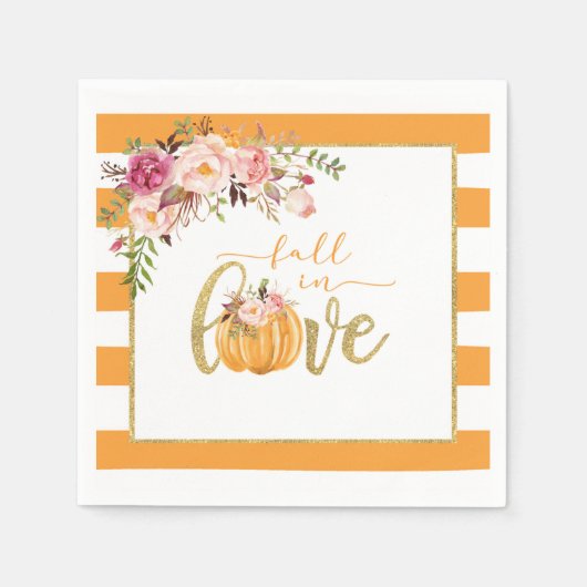 Serviette En Papier Chute en amour Napkin - Orange Stripes (Devant)