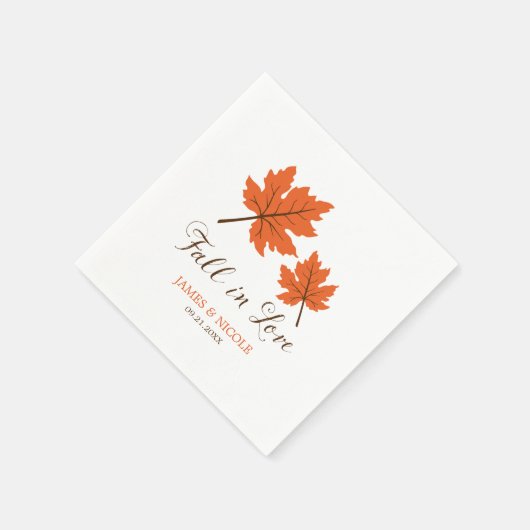 Serviette En Papier Chute en amour Orange Brown Feuille Mariage (Coin)