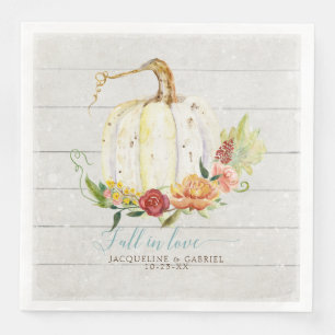 Serviette En Papier Chute en amour Rustique Élégant Citrouille blanc F