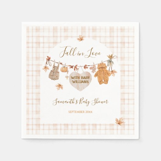 Serviette En Papier Chute en amour Rustique moderne Baby shower neutre (Devant)