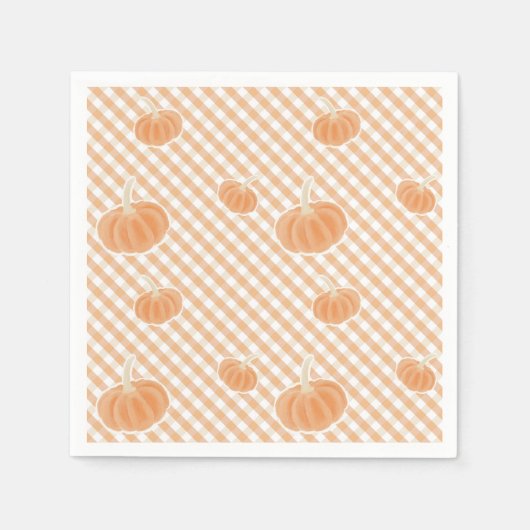 Serviette En Papier Chute En vichy Citrouille Napkin - Décor Thanksgiv (Devant)